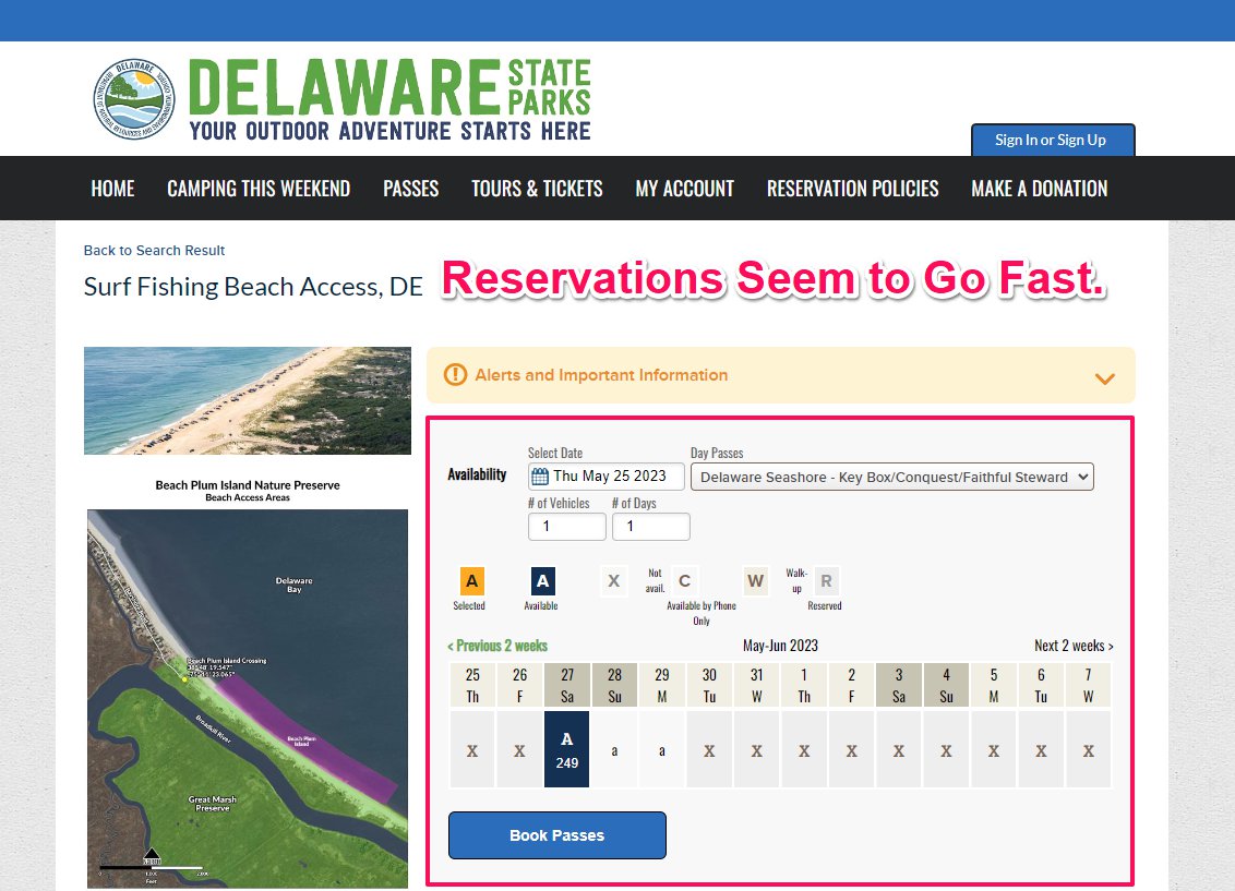 Delaware state park drive on reservation system booked